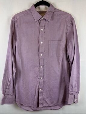 Johnston & Murphy Purple Micro Print Button Down Shirt Men’s Medium